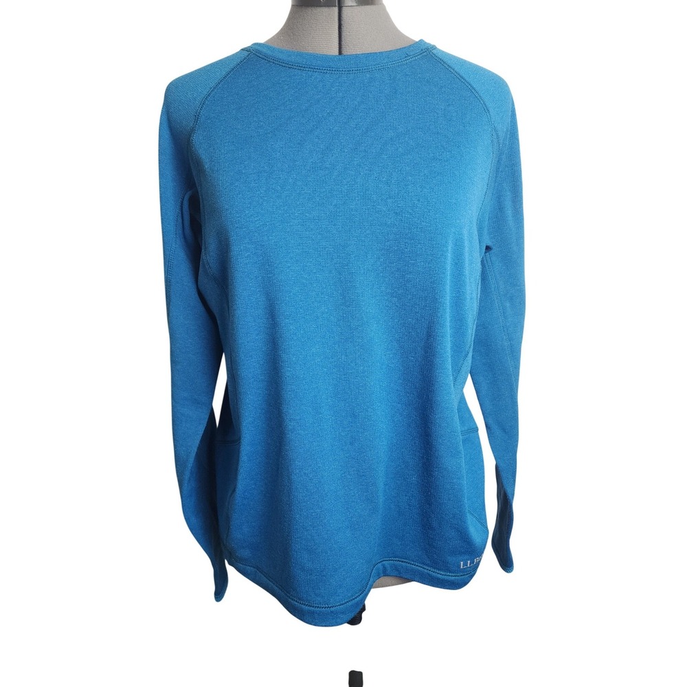 LL Bean Expedition Weight Thermal Base Layer Top Blue Womens Large OJUH8